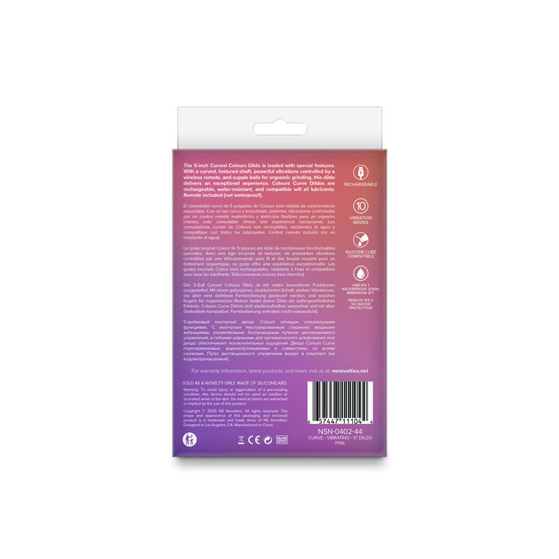 Colours Curve (Pink| Purple| Teal) – Waterproof Vibrating 5" Dildo Pink > Dildos > Slim Dildos