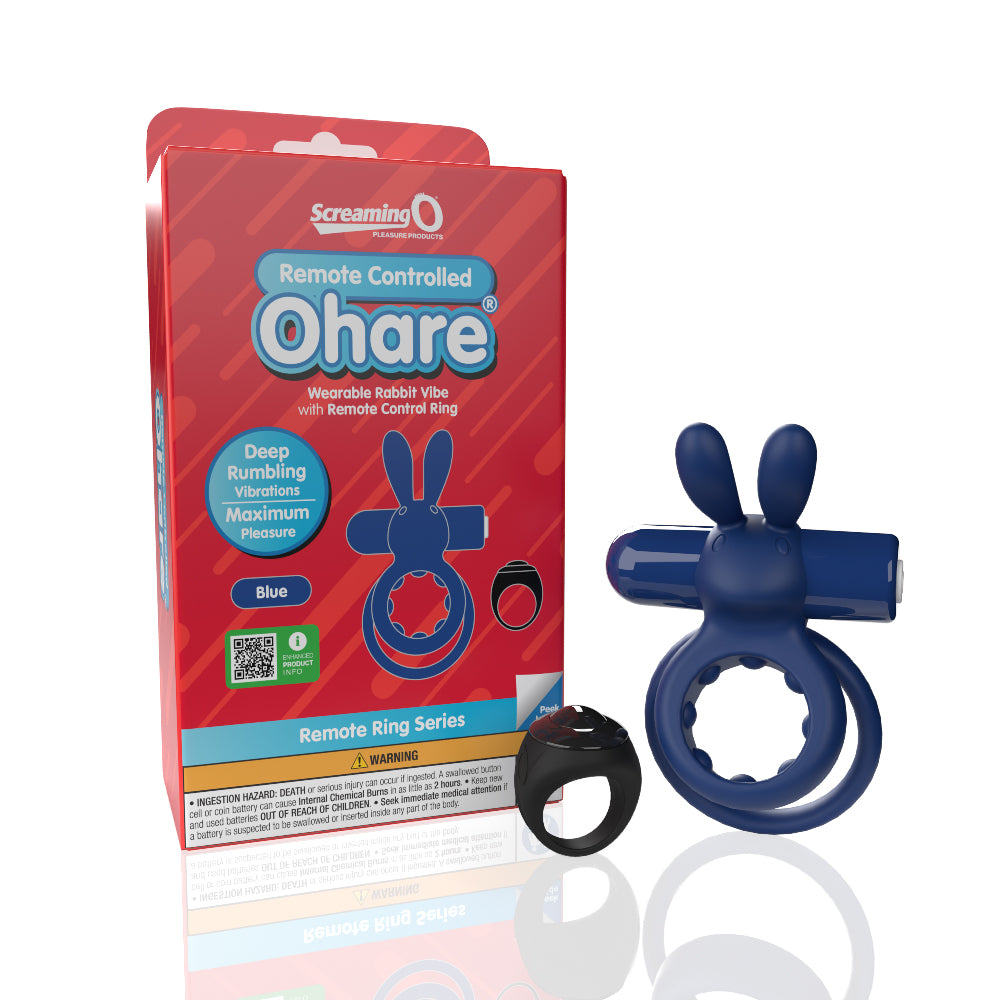 Screaming O Remote Controlled Ohare Vibrating Ring Blue – Deep Rumbling Vibrations Cock Rings Vibrating