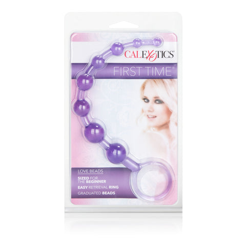 First Time Love Beads Purple Slim Graduated Flexible Anal Beads with EZ Retrieval Ring Purple > Anal Range > Anal Beads