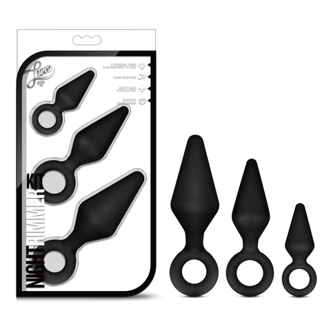 Luxe Night Rimmer Anal Training Kit with Three Black Plugs > Anal Range > Butt Plug Kits
