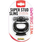 Wet Dreams Super Stud Sling Vibrating Cockring Ultra Intensive Grip Adult Toy Black > Cock Ring > Vibrating
