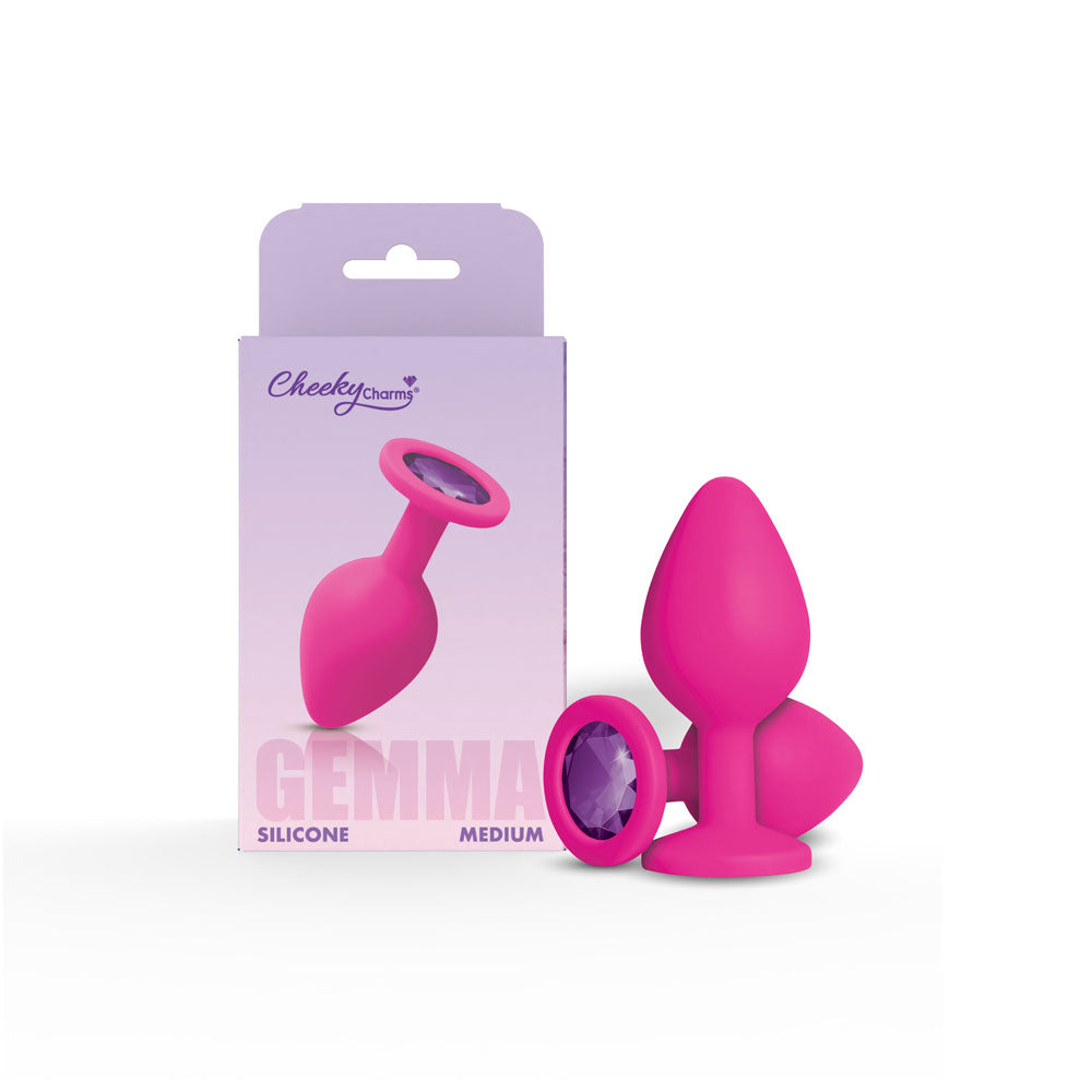 Gemma Purple Gem Pink Silicone Plug (Medium) – Vibrant Anal Plug Secondary image