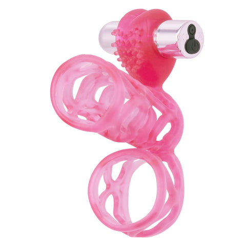 Stretchy Pink Cock Cage with Rechargeable Scrotum Stimulator Pink Cages
