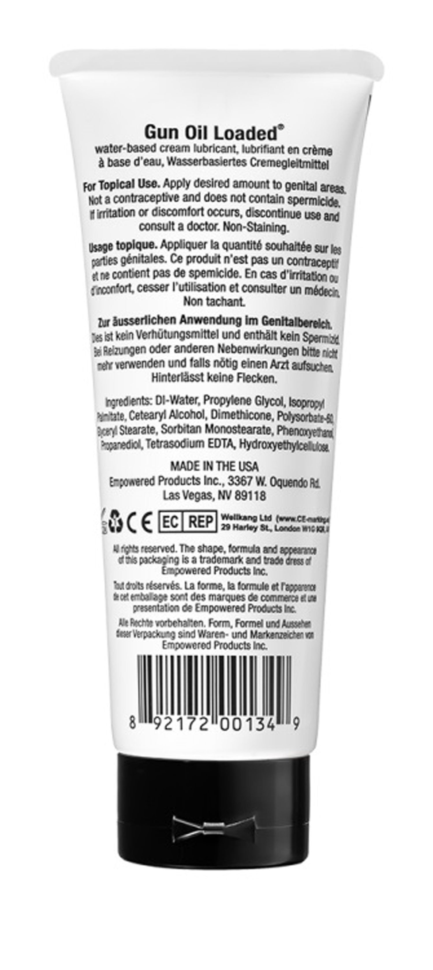 Gun Oil Loaded Hybrid Lubricant – Water-Based with 5% Silicone 3.3oz Tube > Lube > Speciality Exempt