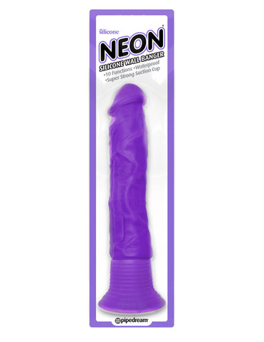 Neon Silicone Wall Banger 15.2 cm (6'') Vibrating Dong with Suction Cup Purple DONGS
