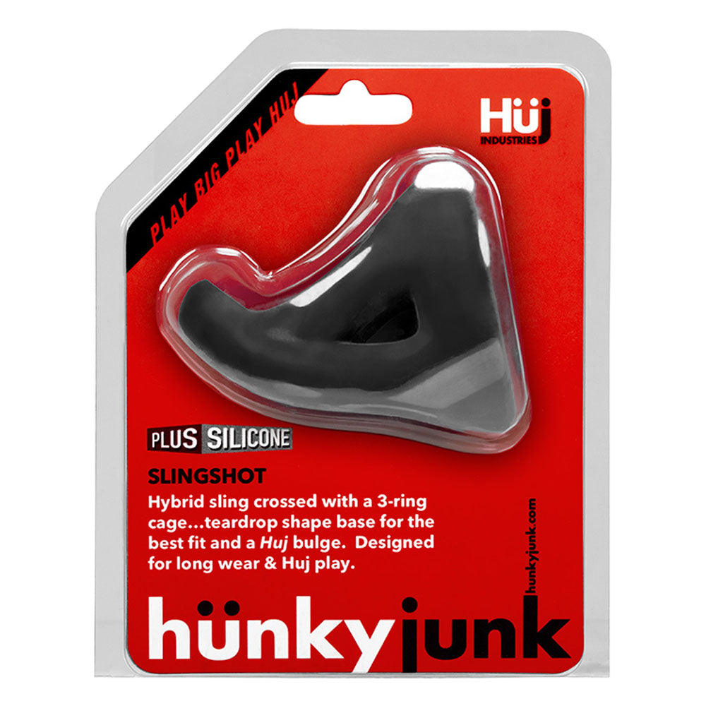 Hunkyjunk Tar Slingshot 3-Ring Teardrop Sling – Hybrid Cocksling Black > Cock Ring > Sling