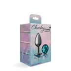 Cheeky Charms Gunmetal Round Butt Plug With Teal Jewel Small (6.78cm) > Anal Range > Jewel Butt Plugs