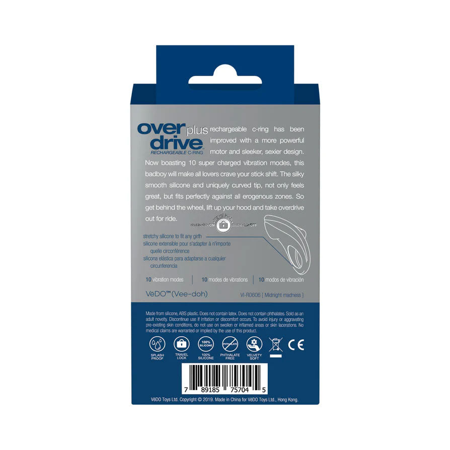 Overdrive Plus Cock Ring Black > Cock Ring > Vibrating