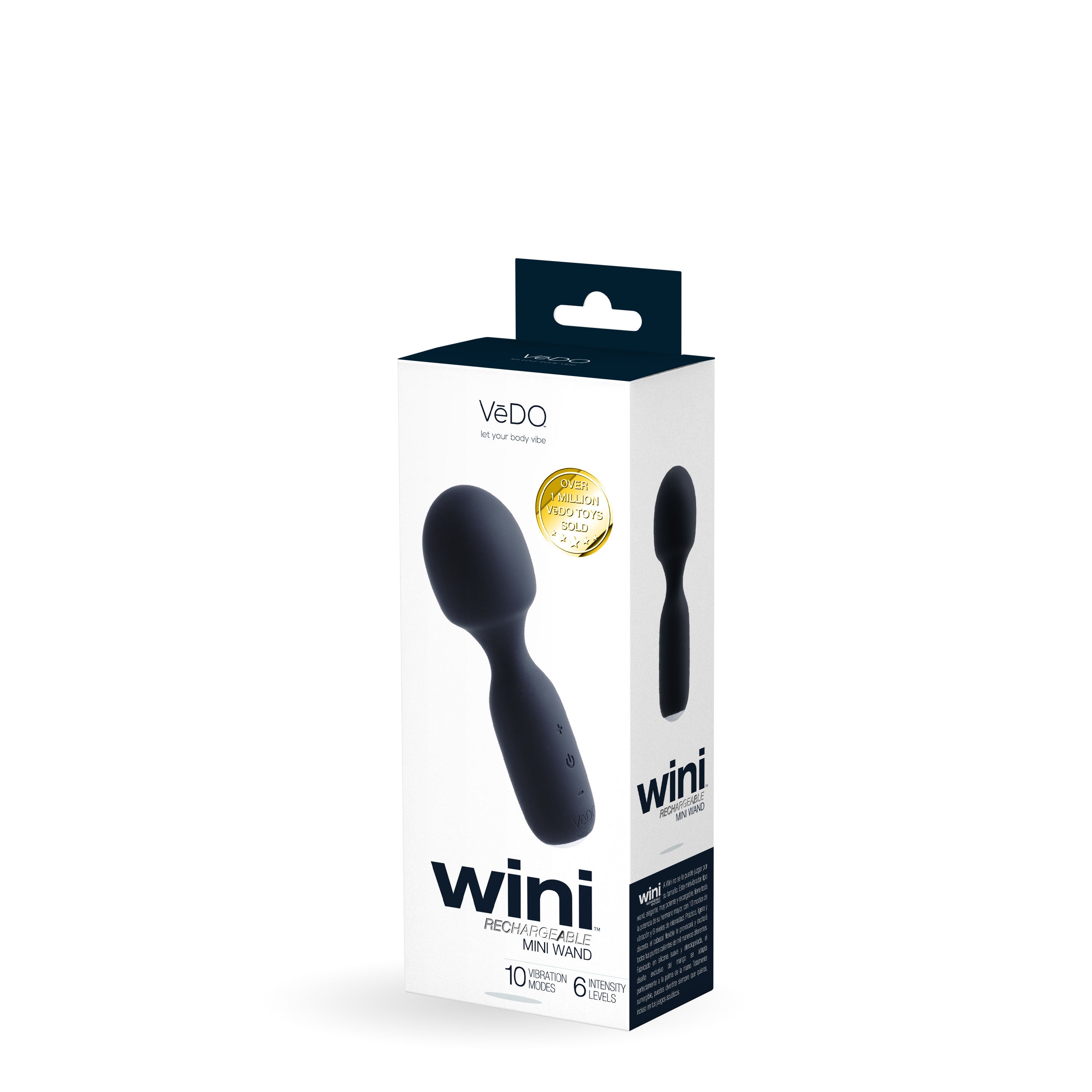 Wini Mini Wand Massager with 10 Vibrations Black > Sex Toys > Mini Massagers