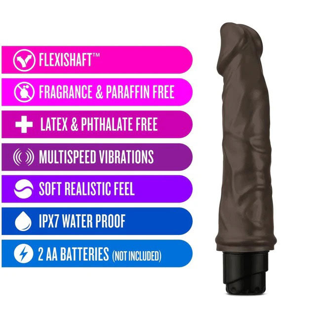 Dr Skin Vibe 6 Chocolate Realistic Vibrating Dildo 9 Inch DONGS Vibrating