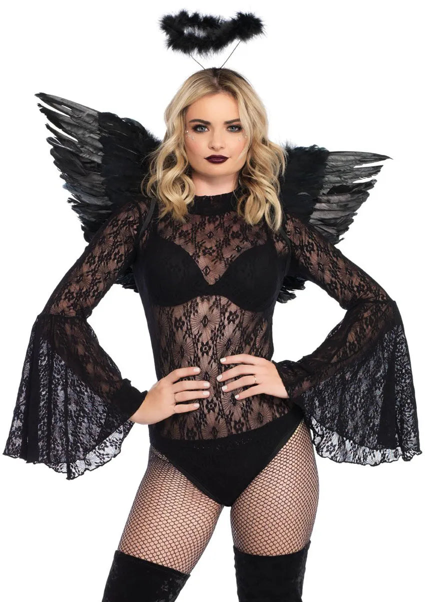 2 Piece Angel Accessory Kit – Wings and Halo Costume Accessories Black One Size > Clothes > Accessories