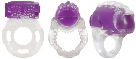 Ring True Unique Pleasure Rings 3-Piece Vibrating Set Purple COCK RING Set