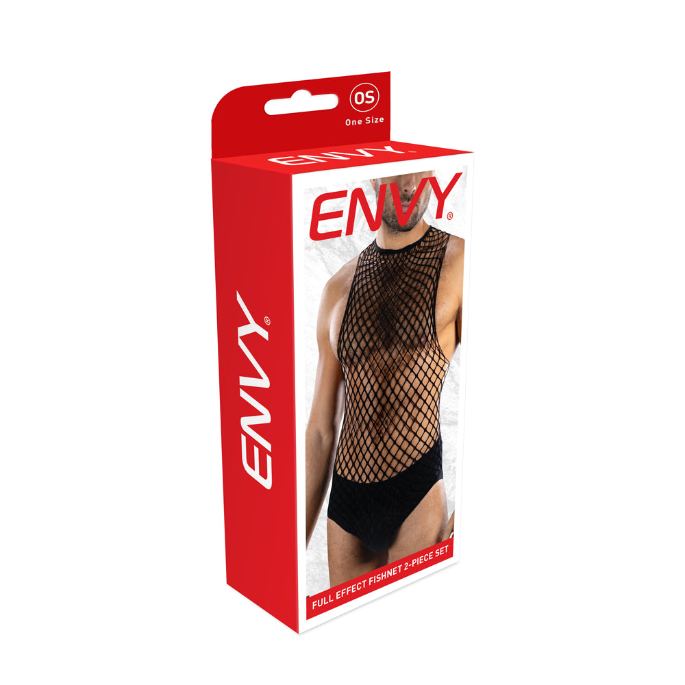 Envy Full Effect Fishnet 2 Piece Set (Black) – Lingerie Set Black One Size > Clothes > Mens Apparel