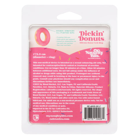 Naughty Bits Dickin Donuts Pink Silicone Donut Cock Ring Premium Stretchy Penis Enhancer COCK RINGS