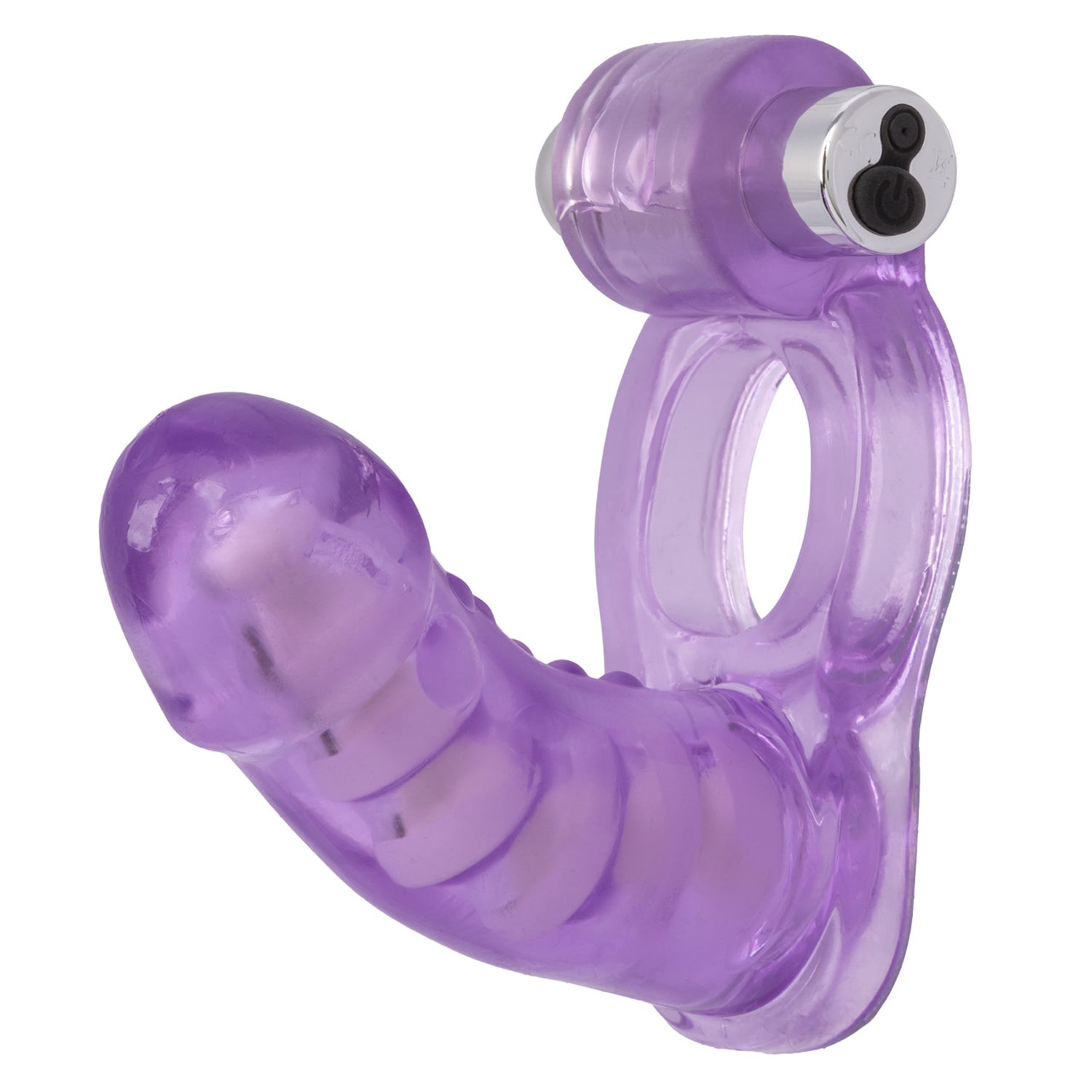 Double Diver Vibrating Duo Penetrator Purple Butt Plugs - Vibrating