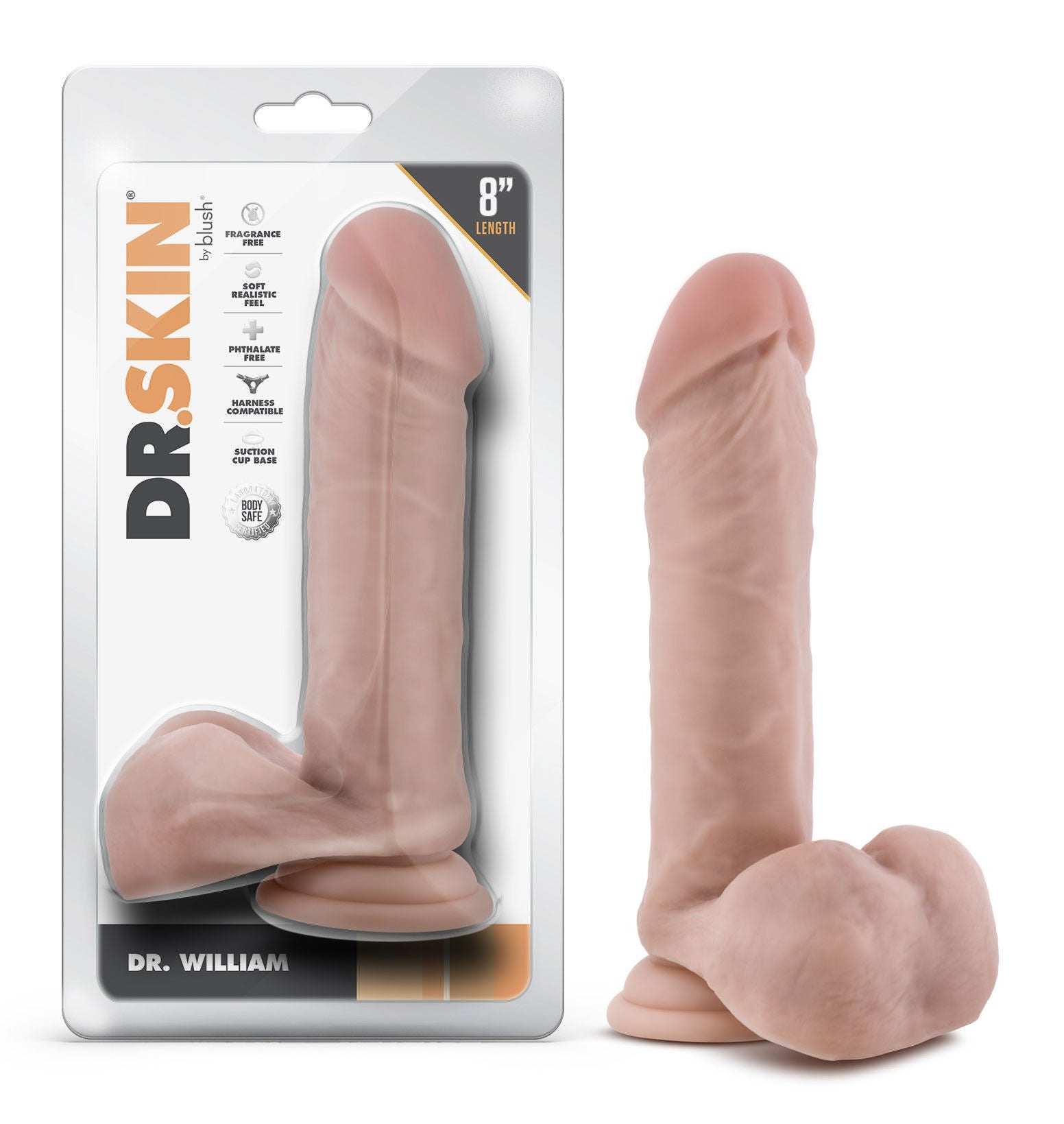 Dr William Beige 8 Inch Realistic Dildo with Suction Base Dongs Realistic