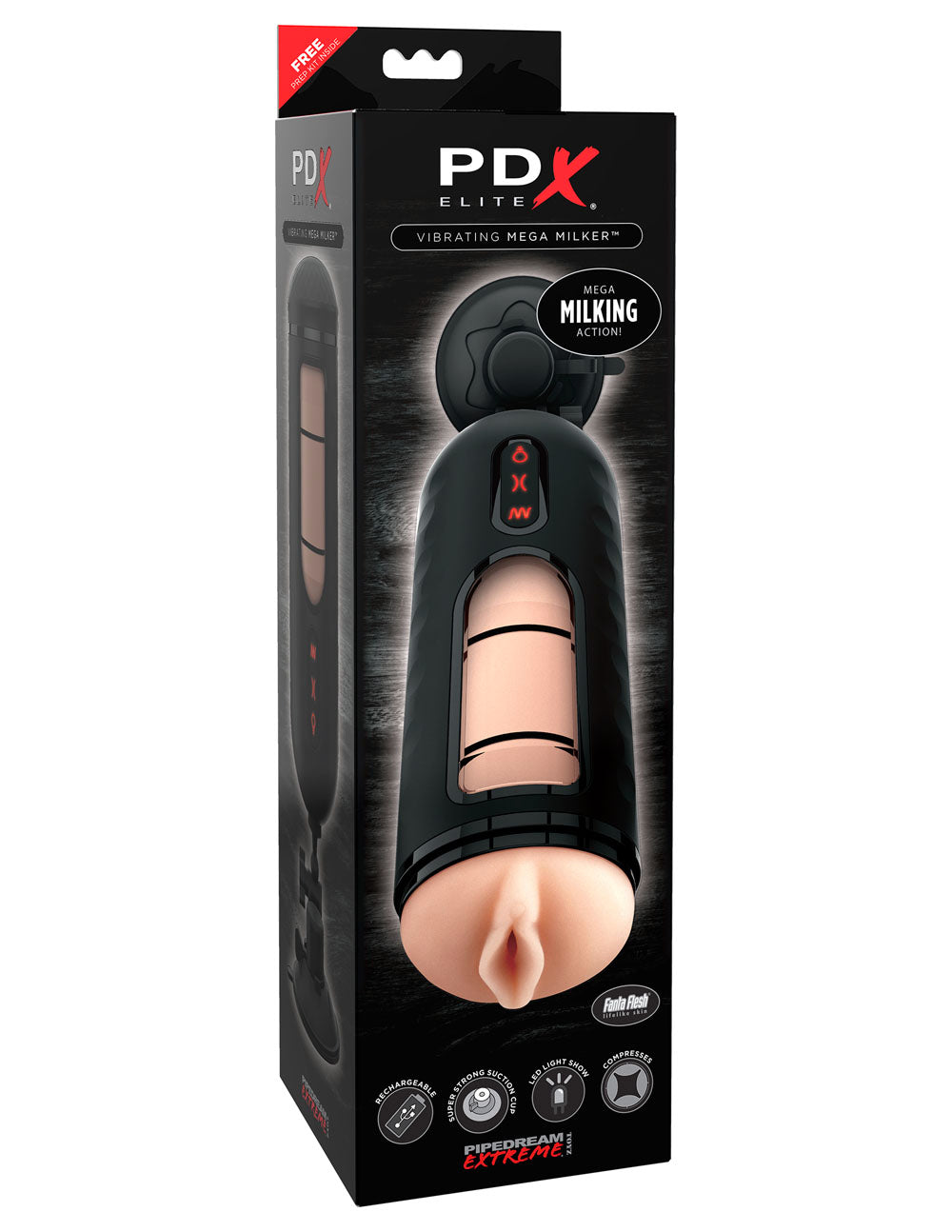 Pdx Elite Vibrating Mega Milker Rechargeable Powered Stroker Beige Strokers - Auto