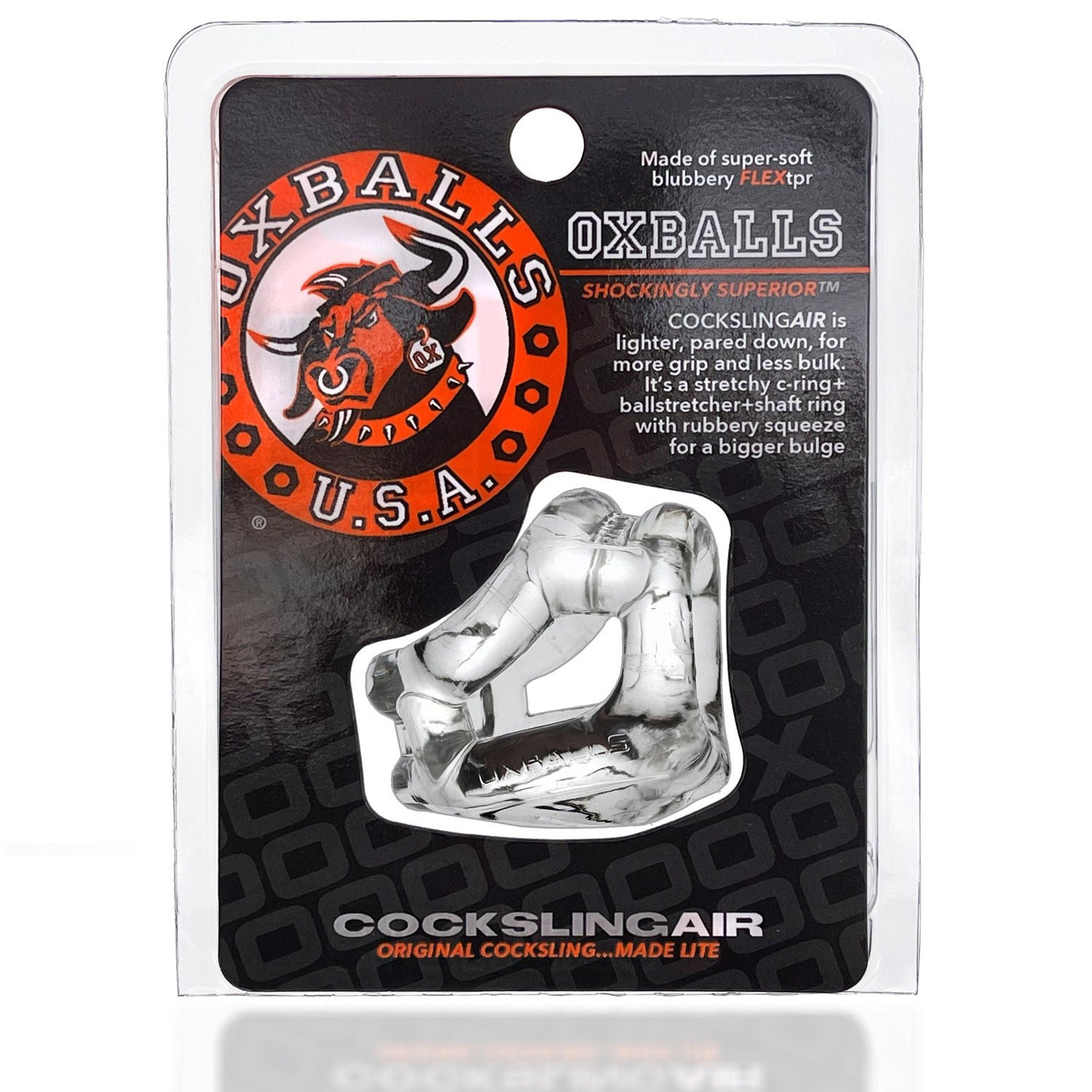 Oxballs Cocksling Air Clear Cock Ring Ball Stretcher Toy Clear COCK RINGS Sling
