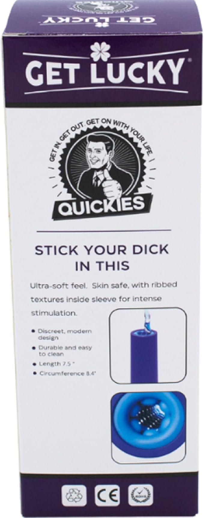 Quickies Stick Your Dick In This Sleeve – Ultra-Soft Waterproof Ribbed Textured Sleeve 7.5 Inches Blue > Sex Toys For Men > Masturbators Cup