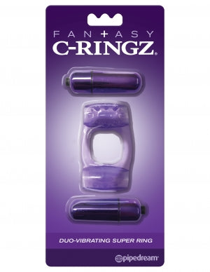 Fantasy Duo Vibrating Cock Ring in Purple for Couples Fun Cock Rings Vibrating