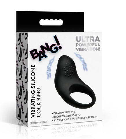 Bang! Vibrating Silicone Cock Ring – Rechargeable Couples Vibrator Black > Cock Ring > Vibrating