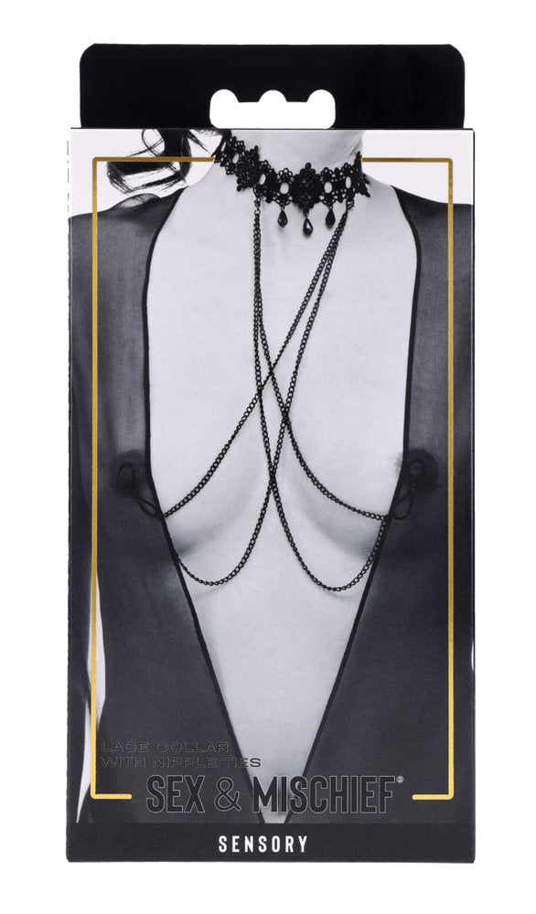 Lace Collar Choker with Adjustable Nipple Ties > Clothes > Body Jewellery (Non Piercing) Main image