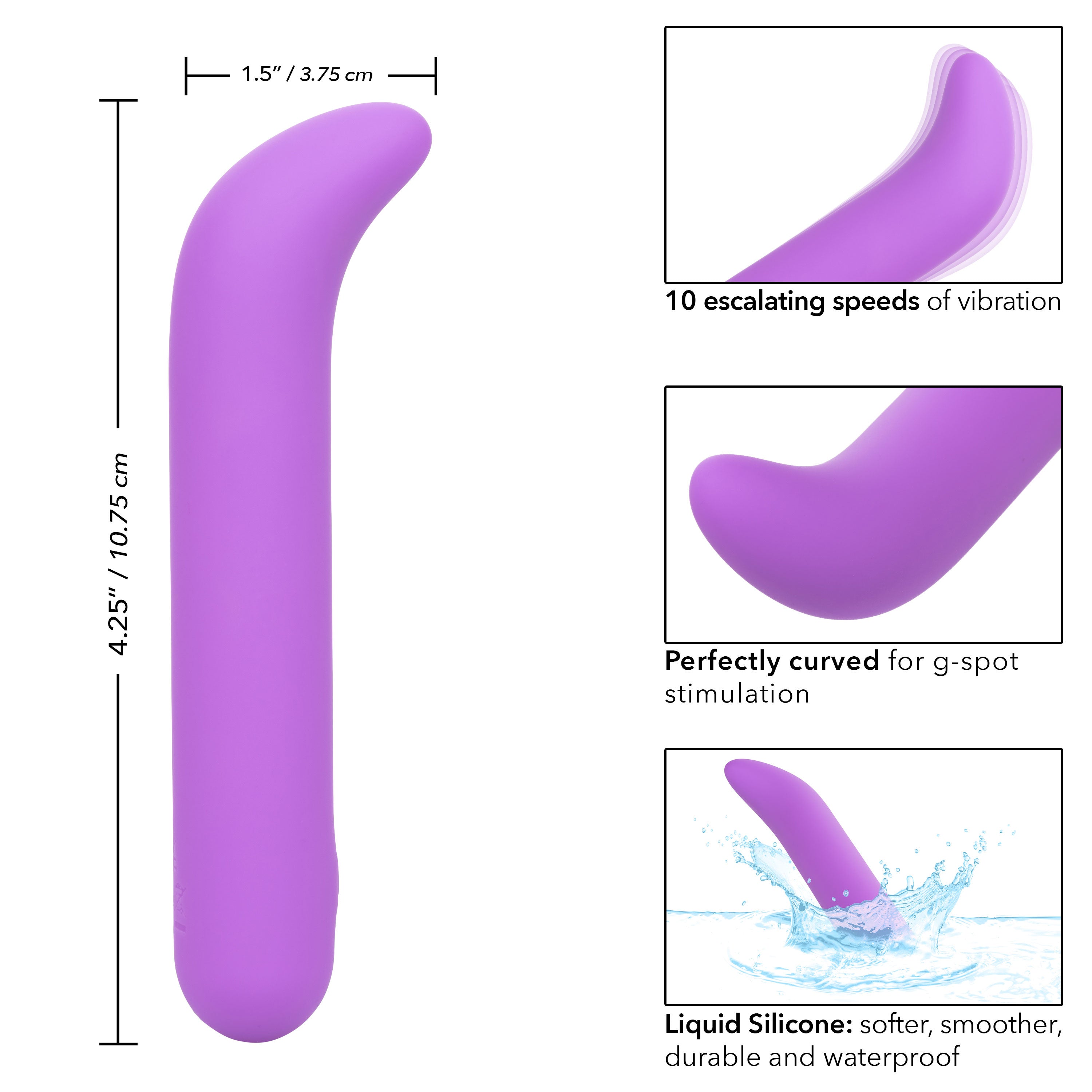 Bliss Liquid Silicone Mini G Vibe Purple USB Rechargeable 10 Speeds BULLETS