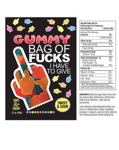 Bag of Fucks I Have to Give Sour Gummy Candy – 2.2oz Bag Default Title Edible
