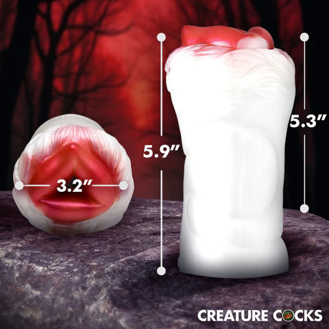 Snow She-Wolf Silicone Stroker with Detachable Fur Sleeve White Strokers - Manual