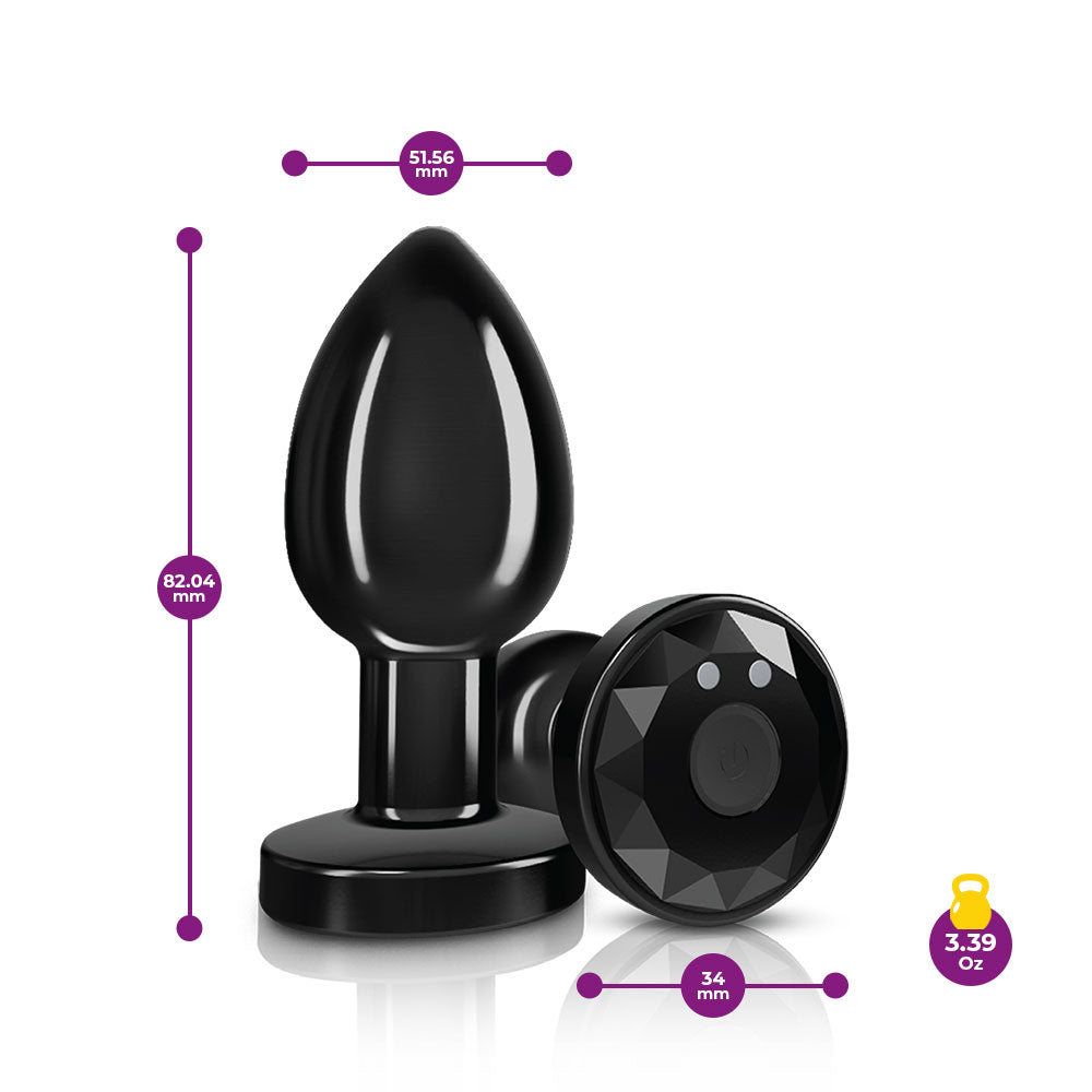 Viben Cheeky Charms Medium Metal Remote Vibrating Anal Plug Black Medium > Anal Range > Vibrating Butt Plugs