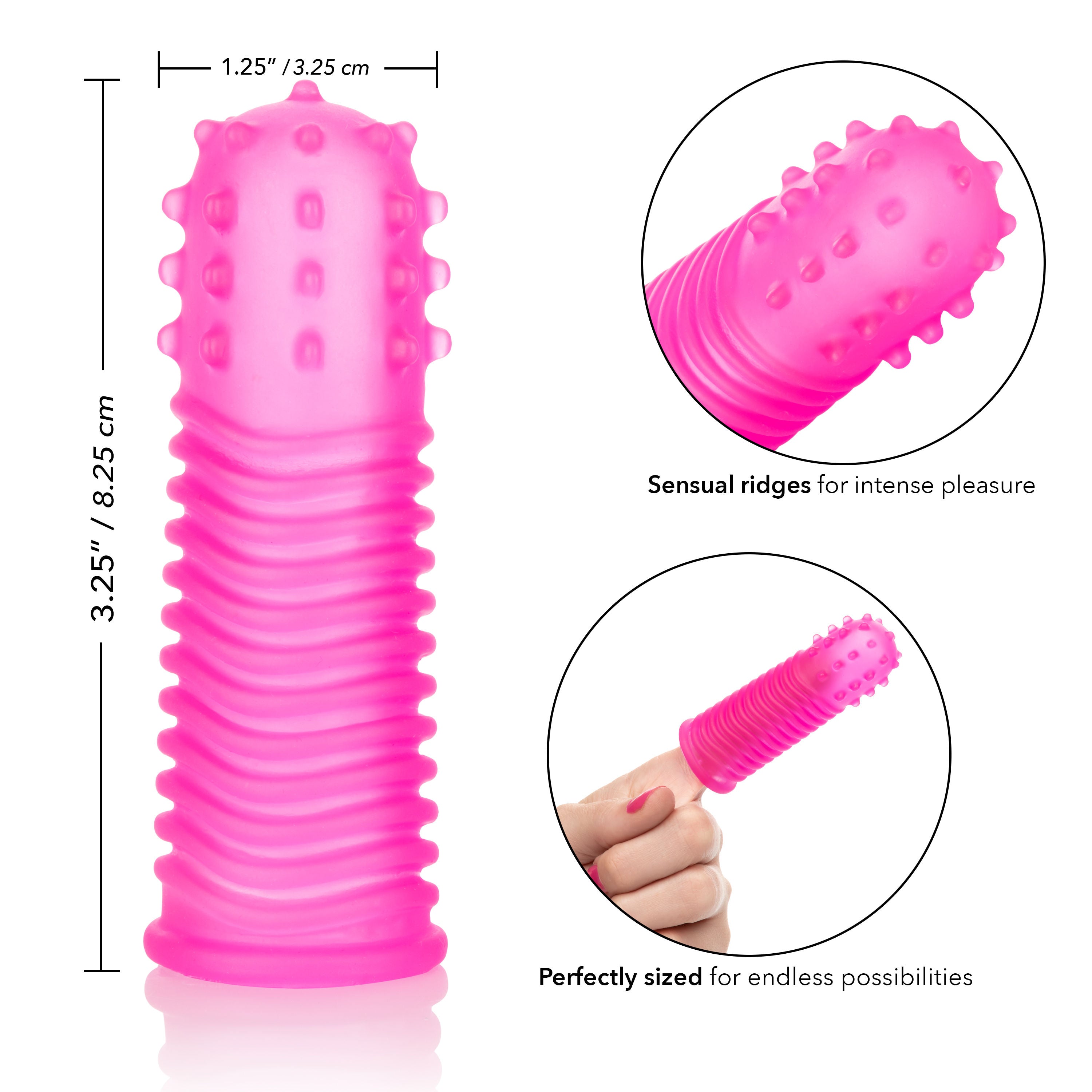 Intimate Play Finger Tingler (Pink) – Flexible Ribbed Teaser Set Finger Stimulator
