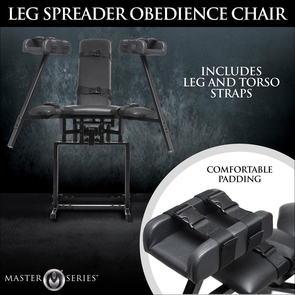 XR Brands BONDAGE-TOYS Black Master Series Leg Spreader Obedience Chair 848518051523