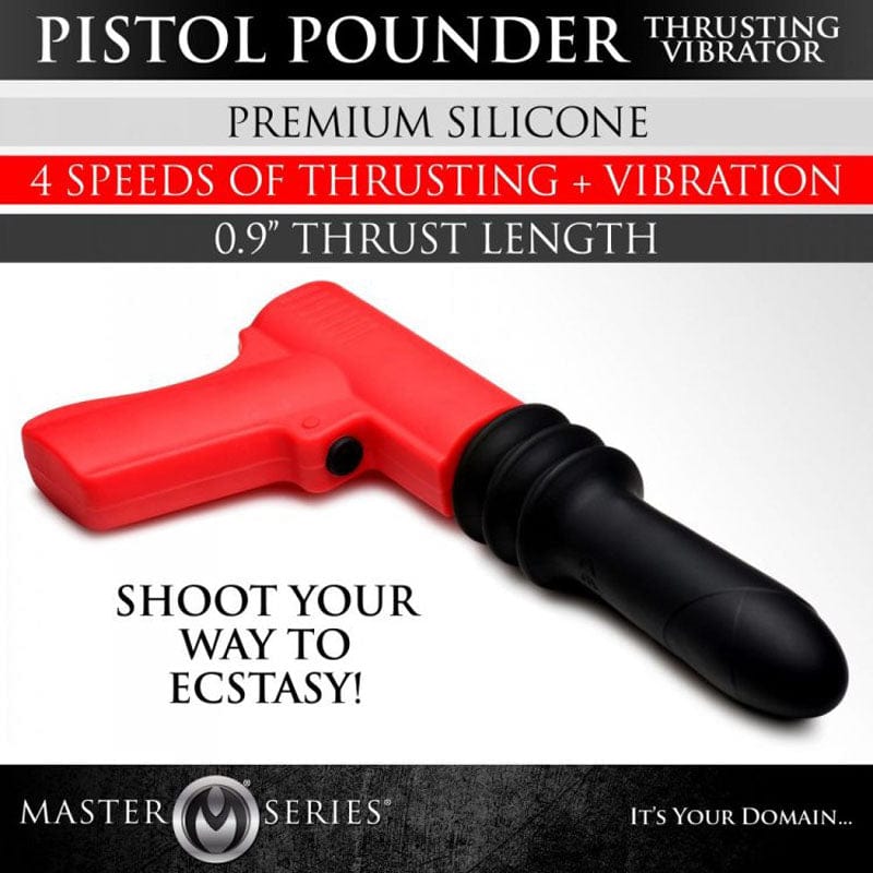 XR Brands VIBRATORS Black Master Series Pistol Pounder Thrusting Vibrator 848518049483