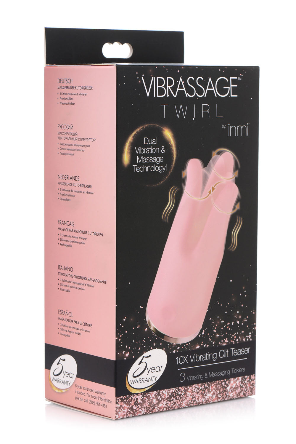 Vibrassage Twirl Pink Clitoral Vibrator with 3 Speeds and Patterns Finger Stimulator