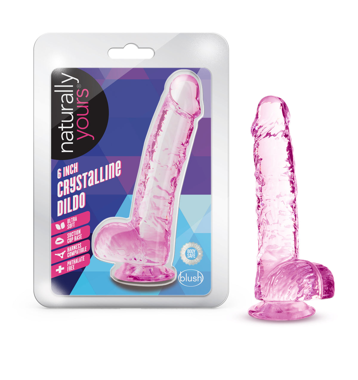 Naturally Yours 6 Inch Crystaline Dildo Rose > Dildos > Realistic Dildos