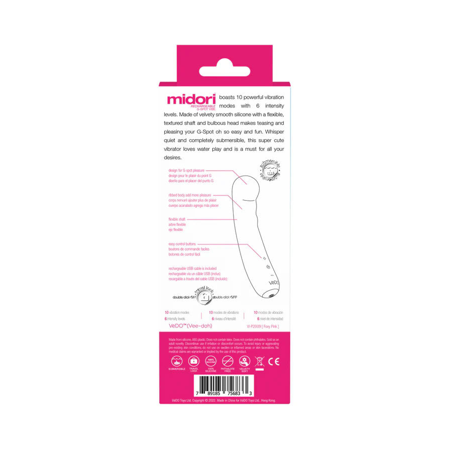 Midori G-Spot Vibrator with 10 Modes in Black > Sex Toys For Ladies > G-Spot Vibrators