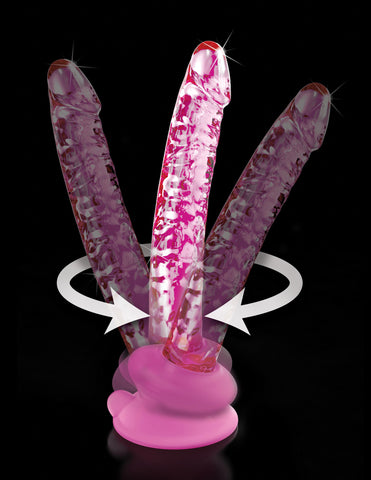 Icicles 17cm Glass Dong with Suction Base Pink DONGS Glass