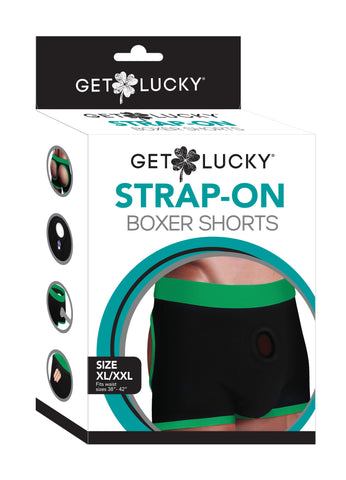 Strap-On Boxer Shorts (Black/Green) – Comfortable Strap-On Harness Underwear Black XL > Realistic Dildos and Vibes > Strap On Harnesses