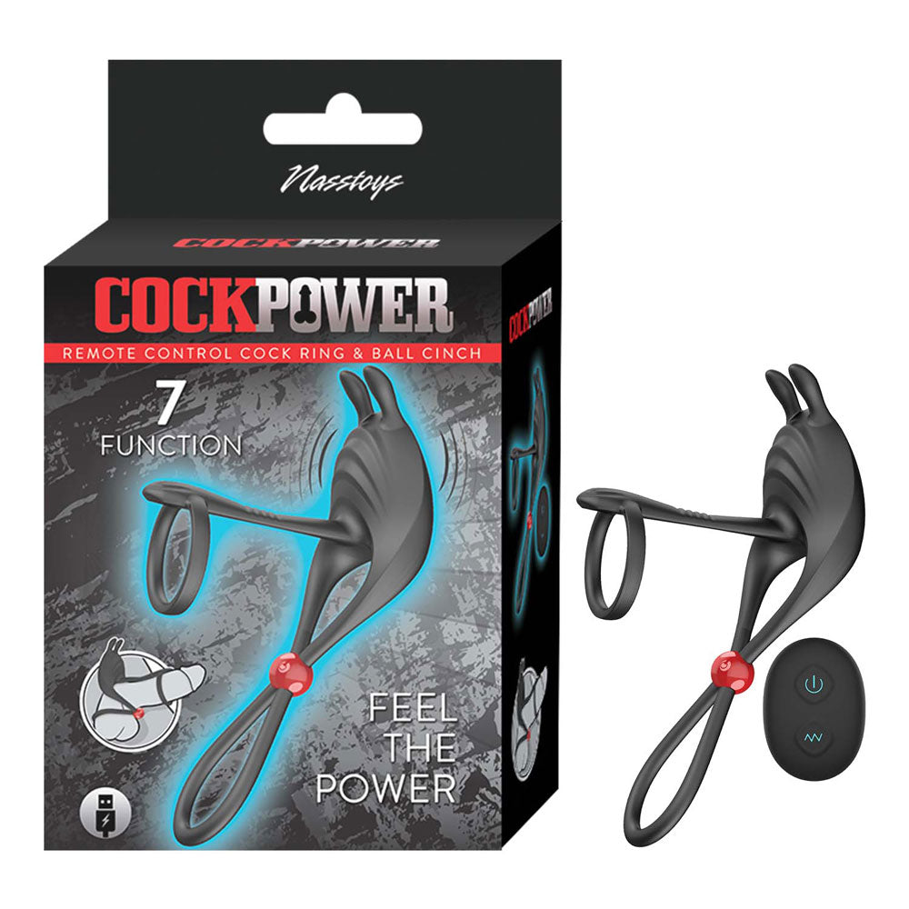 Nasstoys Cockpower (Black) – Remote-Controlled Cock Ring and Ball Cinch Black > Cock Ring > Adjustable