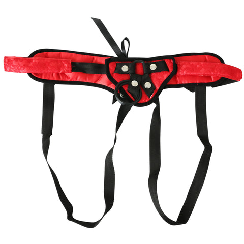 Sunset Lace Red Corsette Strap-On Harness with Adjustable Straps