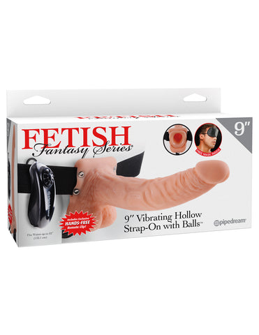 Fetish Fantasy 9 Inch Vibrating Hollow Strap-On with Balls Flesh Harnesses & Strap-Ons