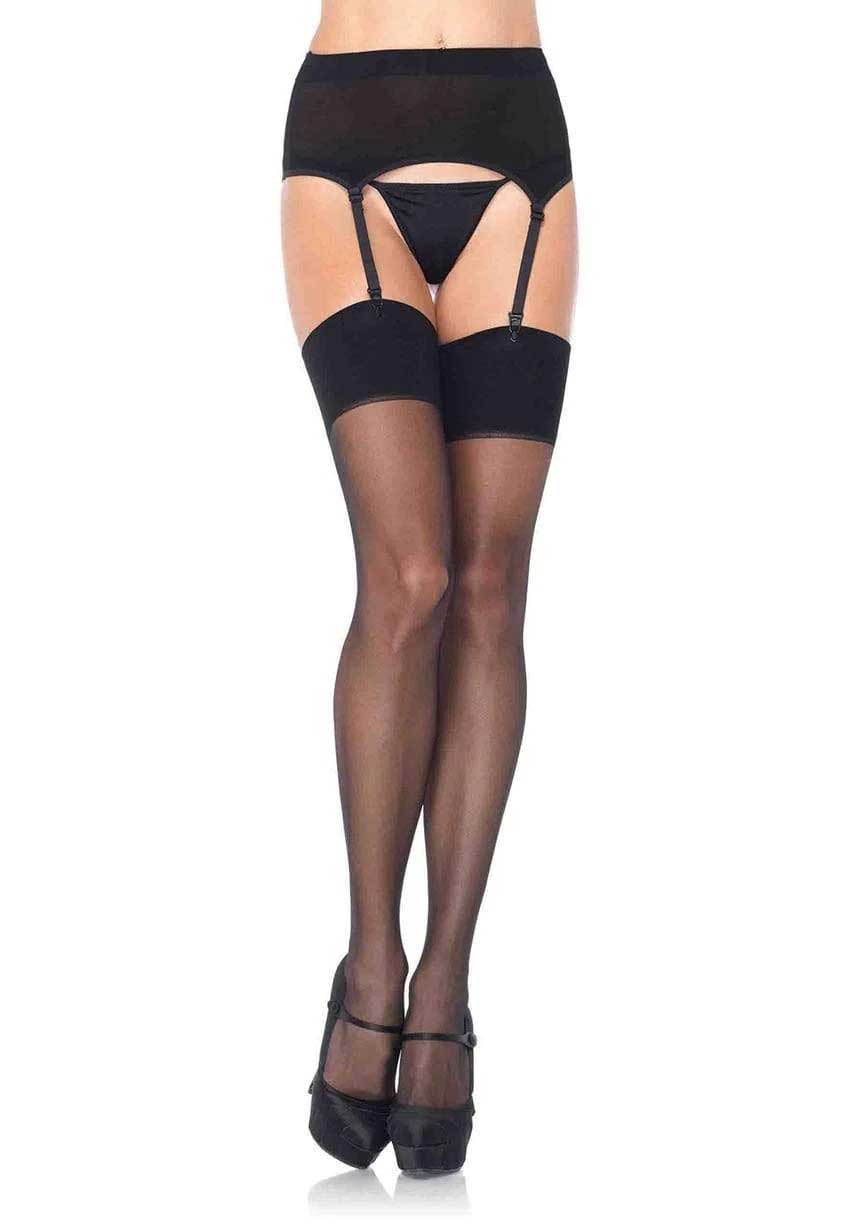 Zara Plus Size Black Garter Belt and Sheer Stockings Set > Clothes > Hosiery > Garterbelt Sets