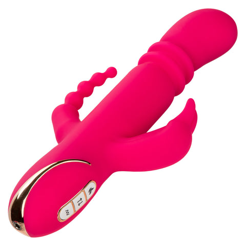 Jack Rabbit Signature Heated Silicone Triple Fantasy Rabbit Vibrator Pink VIBRATORS-RABBIT-MULTI