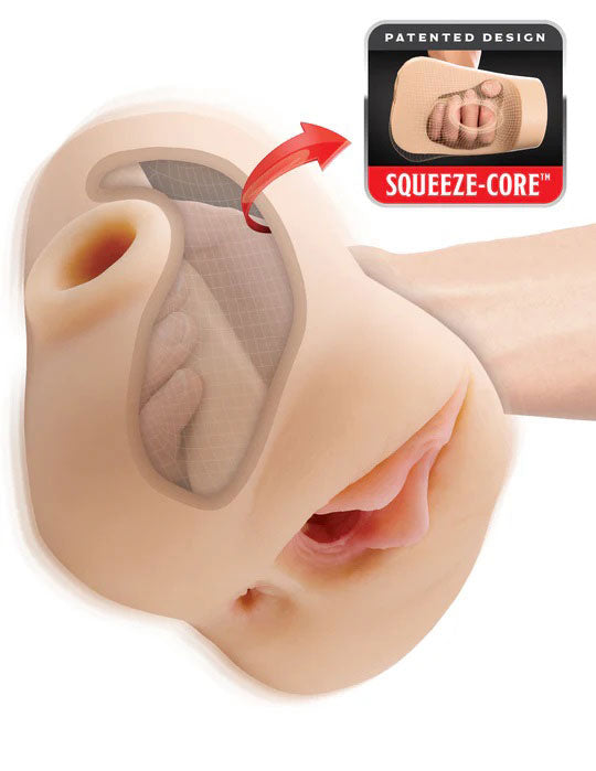 Pdx Plus Double Pounder Vibrating Squeeze Stroker Toy Light > Sex Toys For Men > Masturbators > Manual