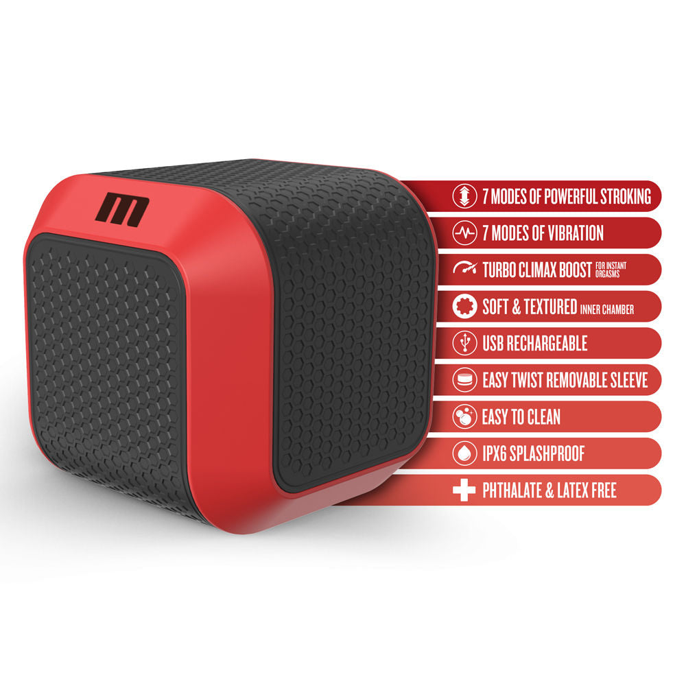 M for Men Slambox Male Masturbator with 7 Rotation Modes Red > Sex Toys For Men > Masturbators > Vibrating