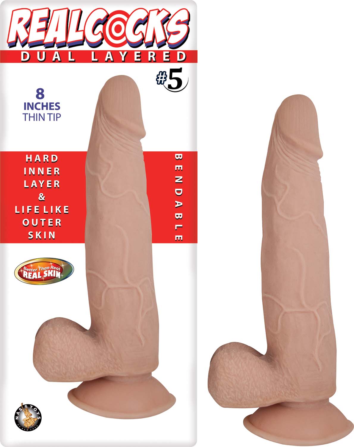 Dual Layered Realistic 8 Inch Dildo with Suction Cup Base Flesh Tone Beige > Dildos > Realistic Dildos