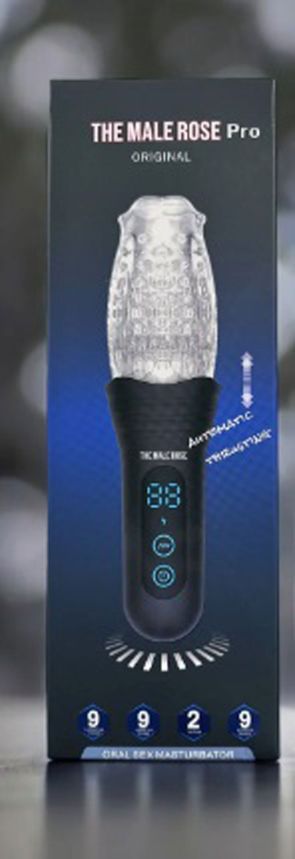 The Male Rose Pro Rechargeable Vibrating and Rotating Masturbator Clear Strokers - Auto