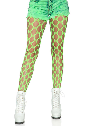Jumbo Pothole Neon Green Net Tights One Size Adult Hosiery Hosiery