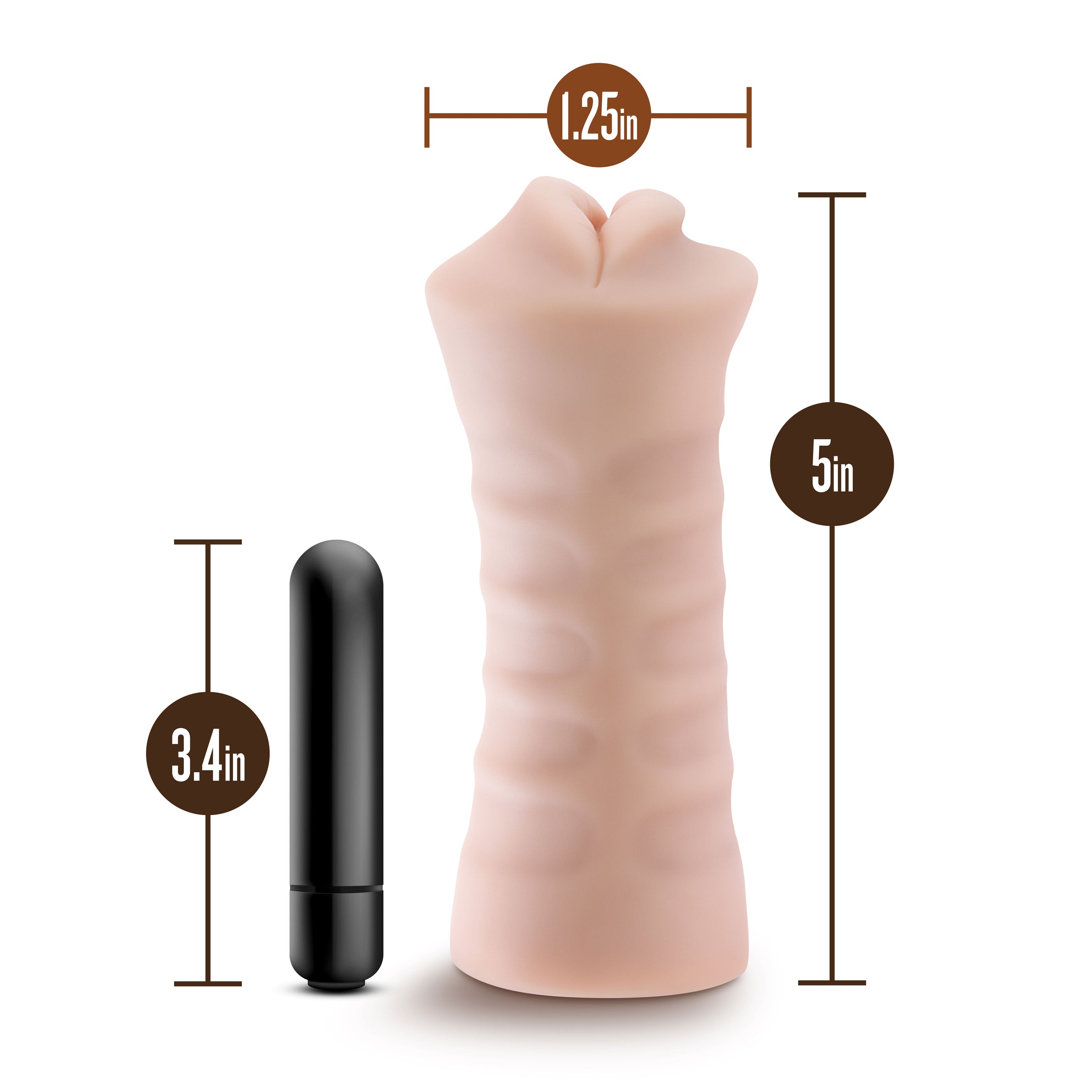 Nicole Vibrating Male Stroker in Beige Ultra-Soft Material Strokers - Manual