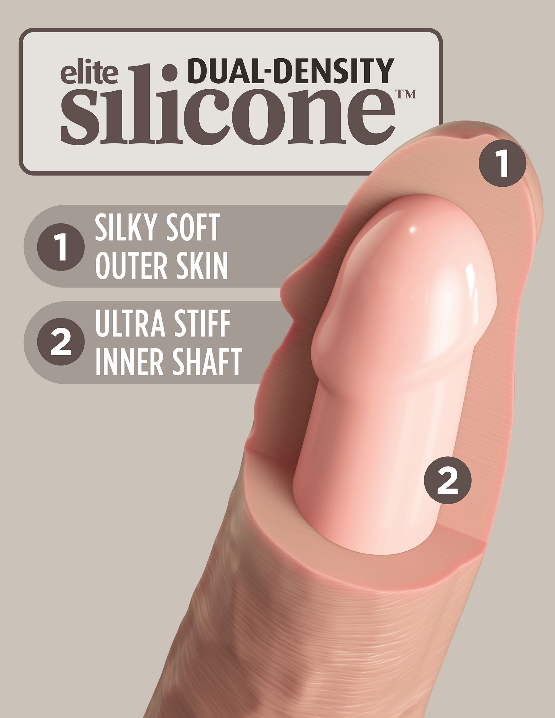 King Cock Elite 8 Inch Dual Density Silicone Dildo Flesh Dongs Realistic